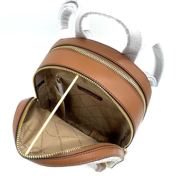 Michael Kors Medium Jaycee Zip Packet Backpack Brown/Light Pink - Picture 8 of 11